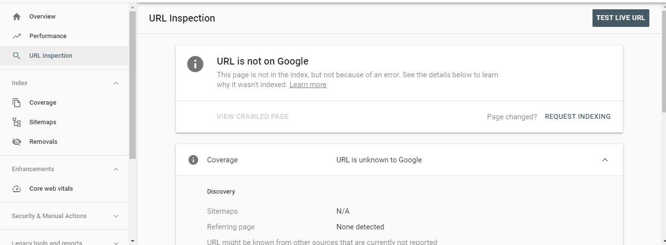 submit url in google search console